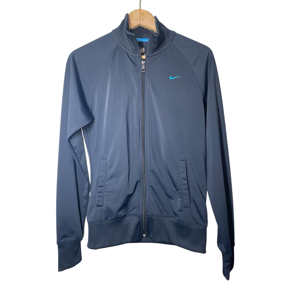 Nike the Athletic dept Track Jacket Womens  Full Zip Size Medium Navy Blue
